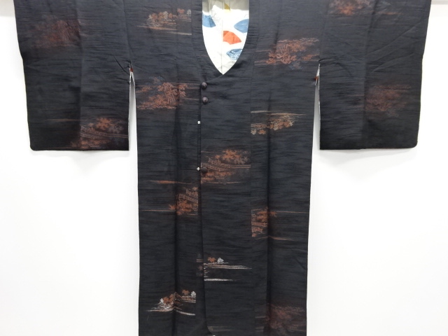 JAPANESE ANTIQUE MICHIYUKI COAT / TAISHO ROMAN STYLE / SILK / SILK / URUSHI / WOVEN MIST